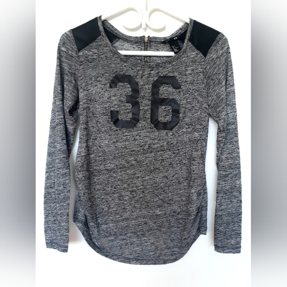 H&M Mama long sleeve t-shirt, faux leather epaulets and '36'